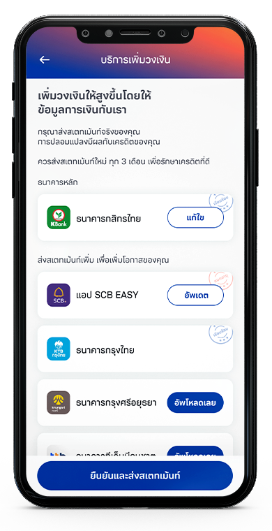 ตรวจสอบรายละเอียดการขอเพิ่มวงเงิน